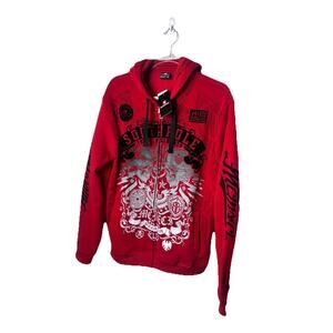 Vtg South Pole Red Black Limited Edition Hoodie Jacket Embroidered Logo XL New